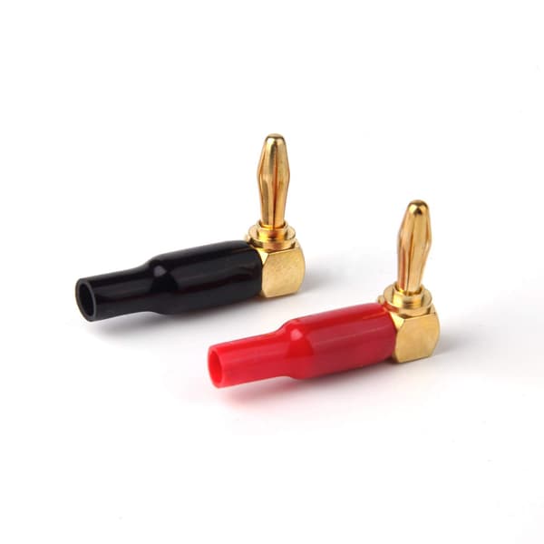 (Red and Black) 10pcs Right Angle Banana Plugs - 4mm/0.16\" 90 Degree Speaker Connector