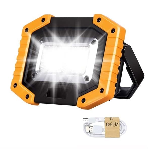30W Rechargeable COB LED Work Light, Super Bright 2000lm Floodlight, Portable Outdoor Lamp, USB Battery