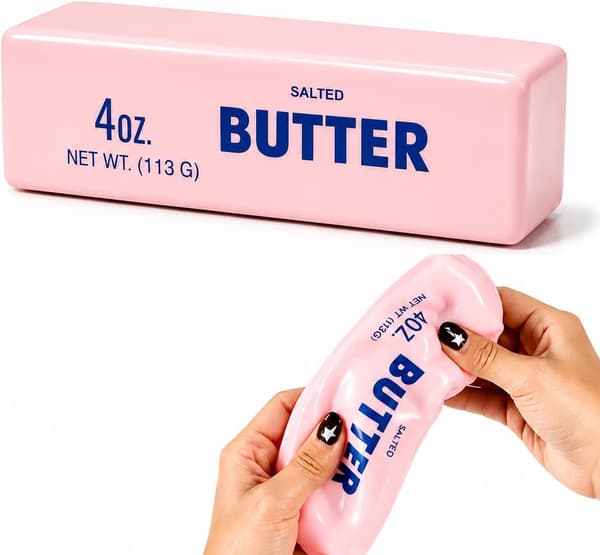 Krämig Smör Squishy ASMR Pärlfylld Realistisk Mat Stressboll Butter-pink