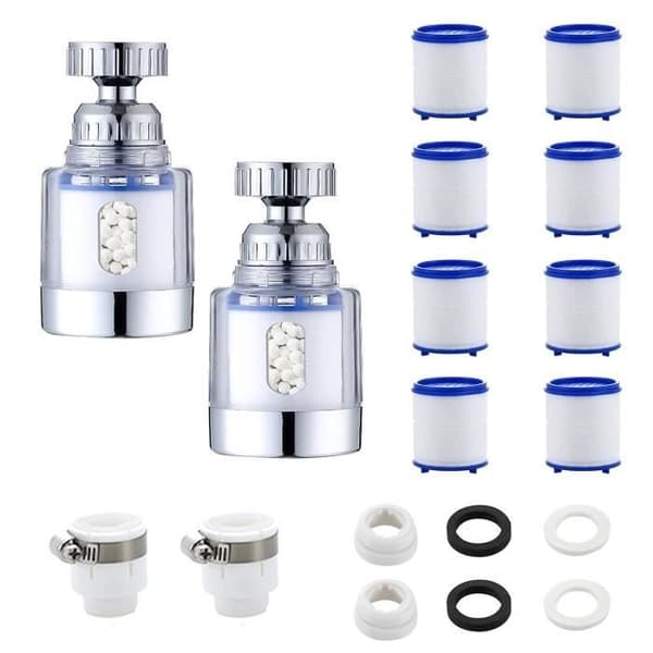 st universal limescale filter for faucet, 360° rotatable limescale filter with 8 PP cotton filter elements