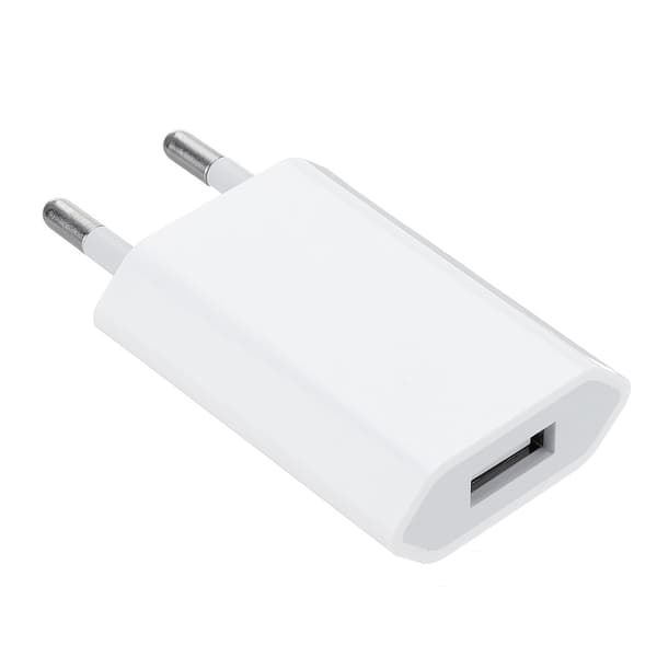 Apple Android mobiltelefon opladerhoved 5v1a enkeltport flad USB-oplader - hvid, 2 stk.