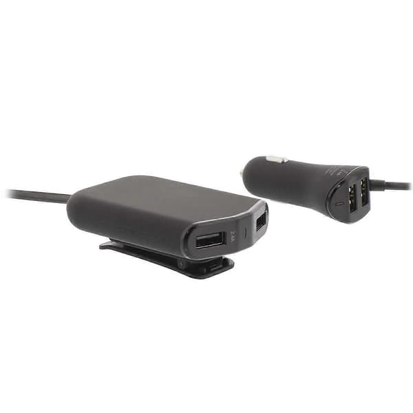Biloplader med 4 USB-porte 9,6 A med 1,8 m kabel, sort