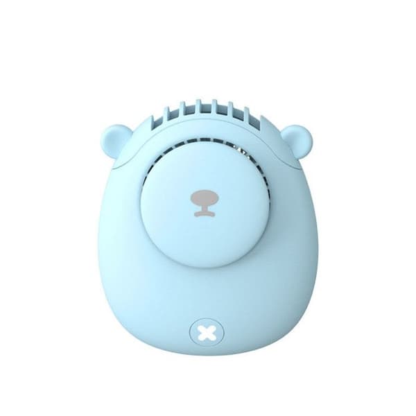Bærbar bladløs hængende halsventilator, USB genopladelig, mini håndfri køleventilator, blå