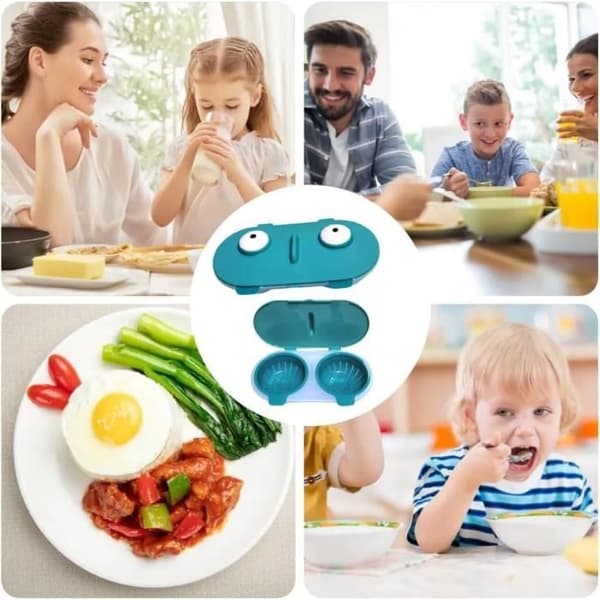 Microwave Egg Poacher, Double Cup Egg Cooker, Poached Egg Maker, Egg Poacher, Egg Poacher for Baked Eggs (Blue)