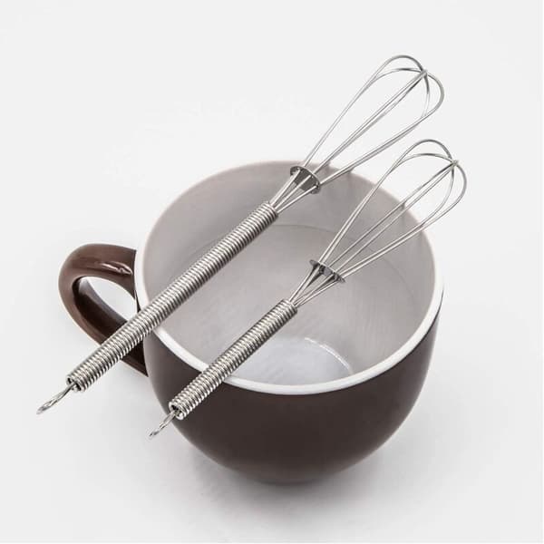 Sett med 4 mini-visper for egg og sauser. Sølv mini-visper, 12,7 cm og 17,8 cm