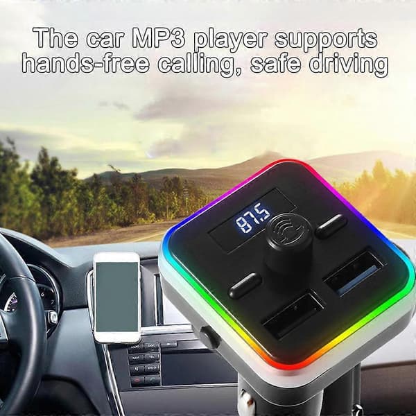 Bluetooth-kompatibel 5.0 Bil MP3-spelare Handsfree Samtal Dubbla USB Billaddare