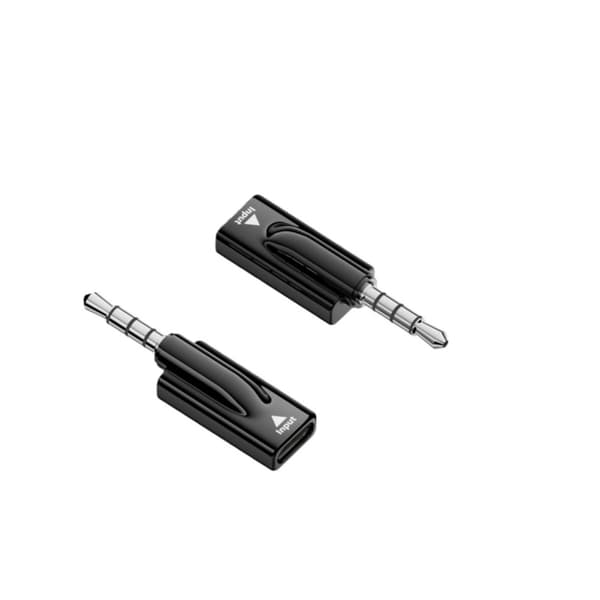 3,5 mm han til USB-C hun lydadapter med DAC-chip, dobbelt adapter, 16bit/48KHz, 40mW udgang, sort