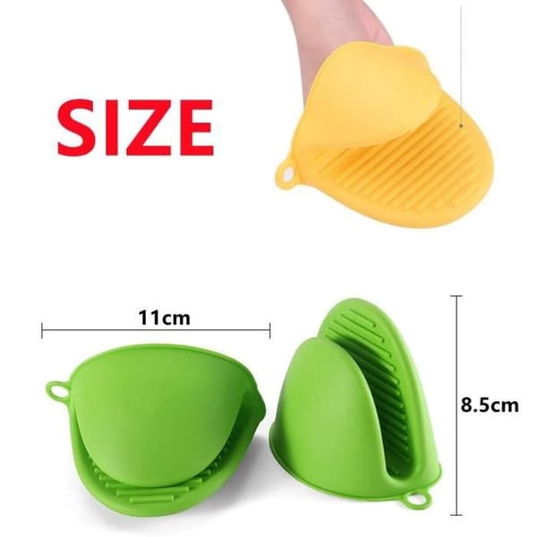 Oven Mitts, Waterproof Heat Resistant, Non-Slip Silicone Kitchen Mitts, for Grilling, Cooking, Baking, Green, 2 Pcs