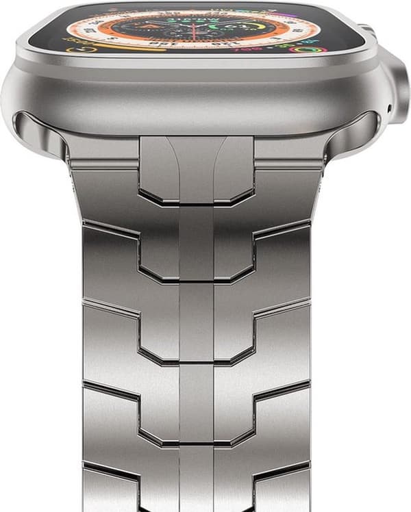 MNCdigi rustfrit stål ultrabånd til iWatch 42-49mm – titaniumlook, sommerfuglelås, til Apple Watch