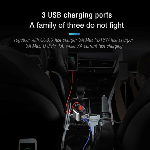 Bluetooth-kompatibel biltransmitter USB-udgang biloplader håndfri opkald