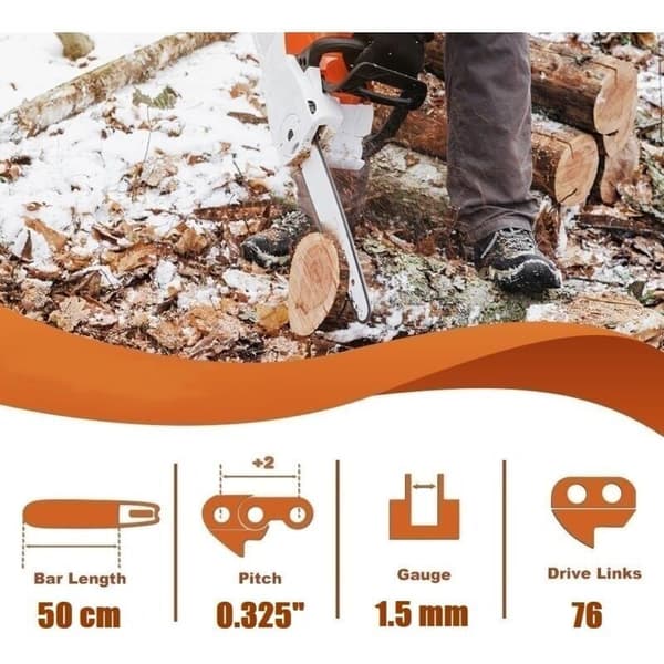 AIMOONSA 50 cm savkæde – 3 stk. 0,325\" deling. 1,5 mm diameter. 76 led