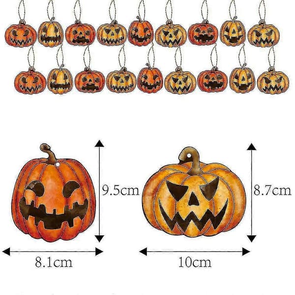 Dobbeltsidede flyvende græskar Halloween udendørs dekorationer - 18 stykker til træ