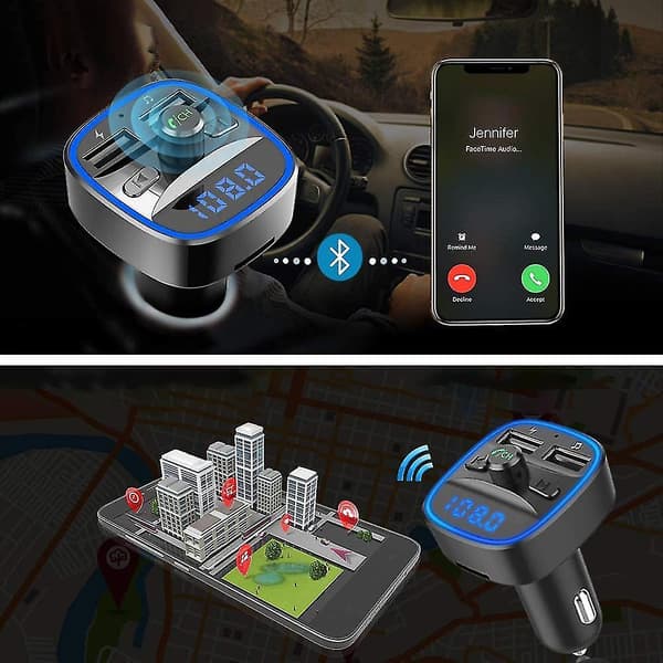 Bluetooth FM -lähetin kahdella USB-portilla varustetulla autolaturilla