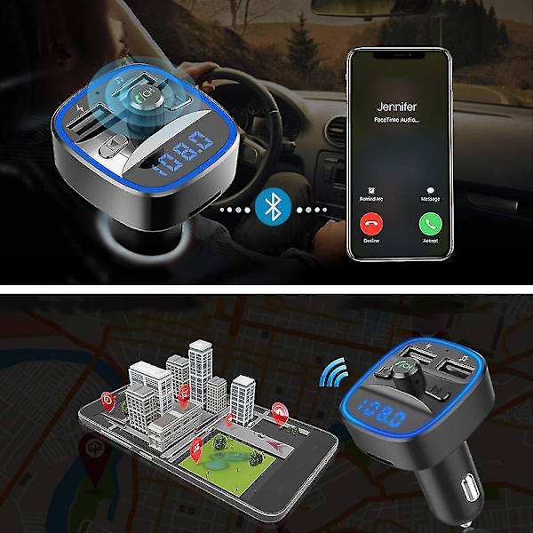 Bluetooth FM-sender med dobbelt USB-port biloplader