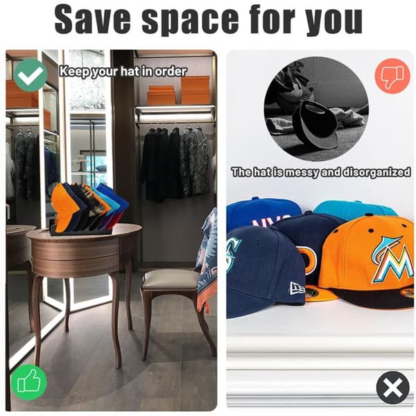 Baseball Cap Opbevaringsstativ - Baseball Cap Organizer i Akryl. Til Baseball Udstilling. Holder 7 Baseball Caps. Sort
