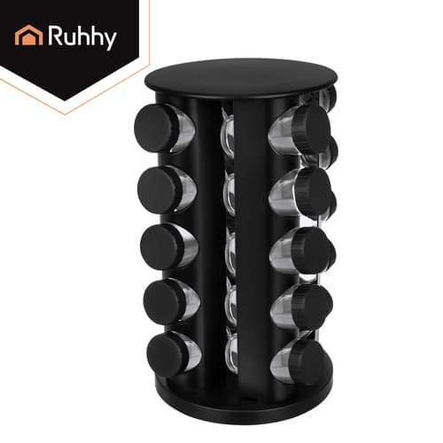 Rotating Spice Rack with Labels - 20 Jars
