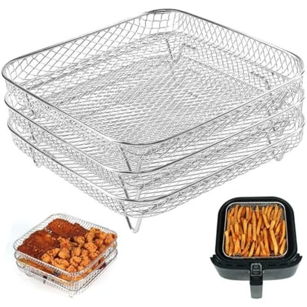3-delt stabelbart airfryer-stativ, 8,27 kvadrattommer, tårnfriturekurv