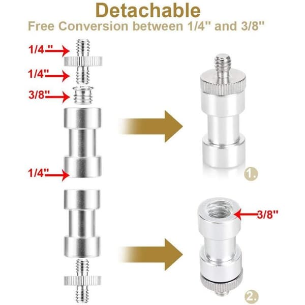 16 stk. 1/4\" og 3/8\" gevindskårne metalskrueadaptere/konvertere til reflektorparaplyer, studielamper, flashstativer, stativer, monopodder osv.