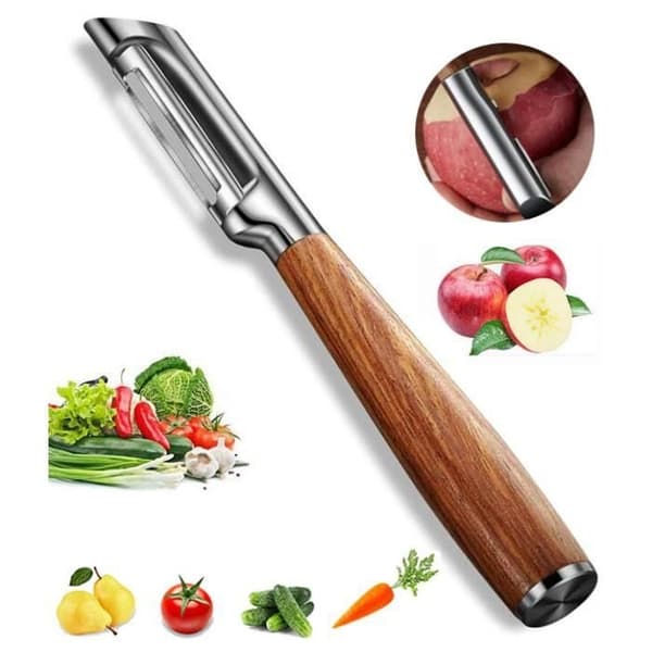 (Sølv, Brun) Grøntsagsskræller - Multifunktionel - 304 Rustfrit stål - Ergonomisk design - Sølv og brun