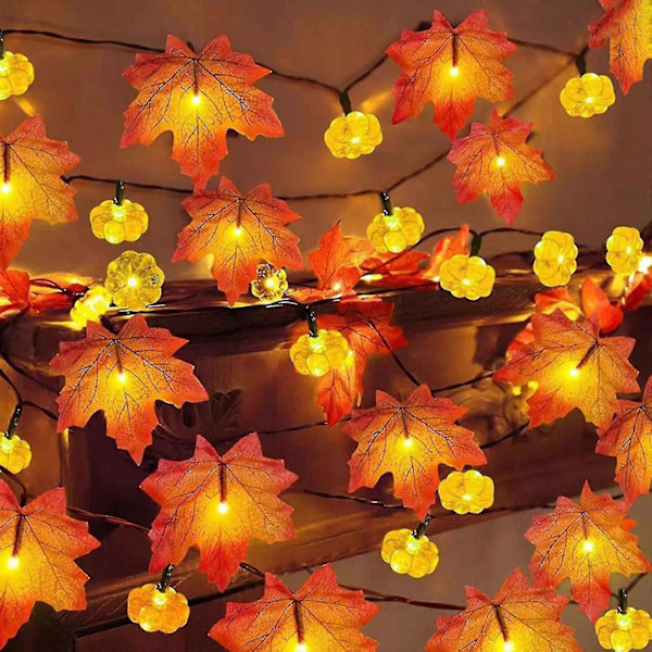 Halloween LED Ahornblad Græskarlygte