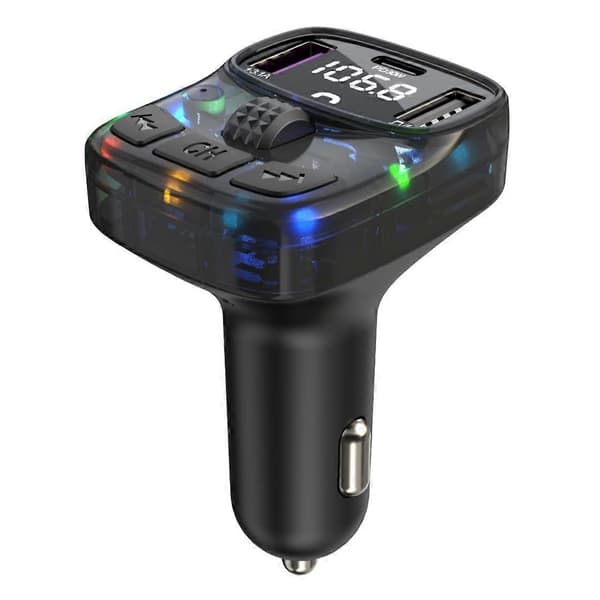 C56 Värikäs valo autoon Bluetooth-adapteri FM-lähetin MP3-soitin PD Type-C+Dual USB-autolaturi