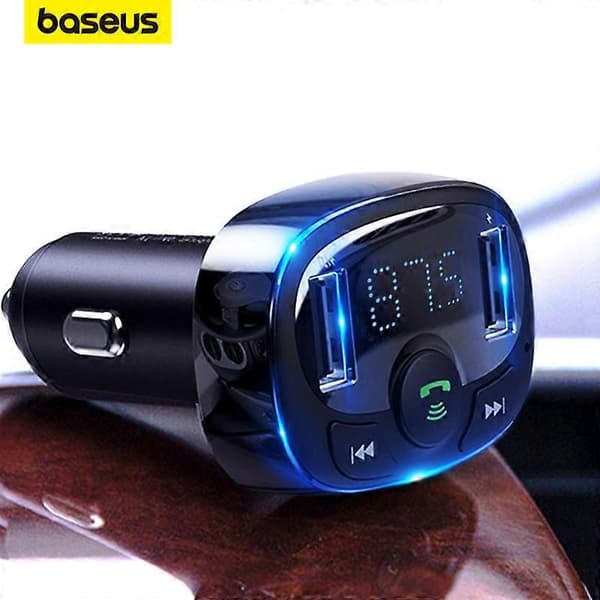 Baseus FM-sender Håndfri Bluetooth Bilsæt MP3-afspiller med 3.4A Dobbelt USB-biloplader FM-modulator Sender