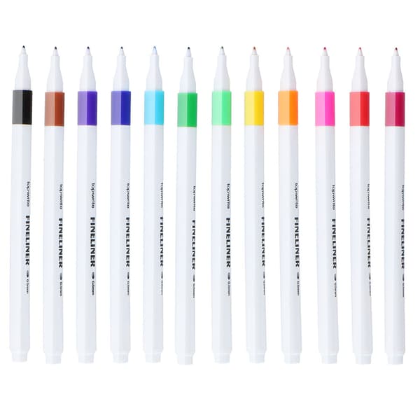 Finelinerpennor / Tuschpennor 12-pack - Blandade Färger