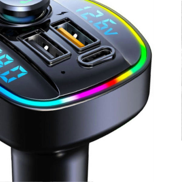 Dobbelt USB-biloplader til køretøjer med 7 farvelys