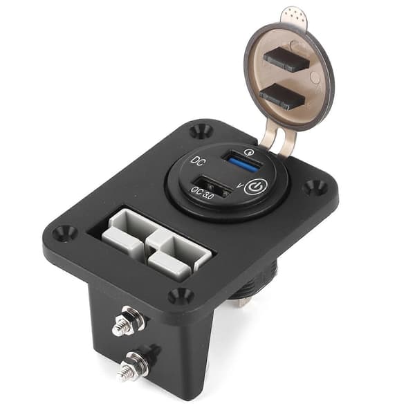 Billader med doble USB-porter og voltmeter for 12V/24V lastebiler, skip og bobiler