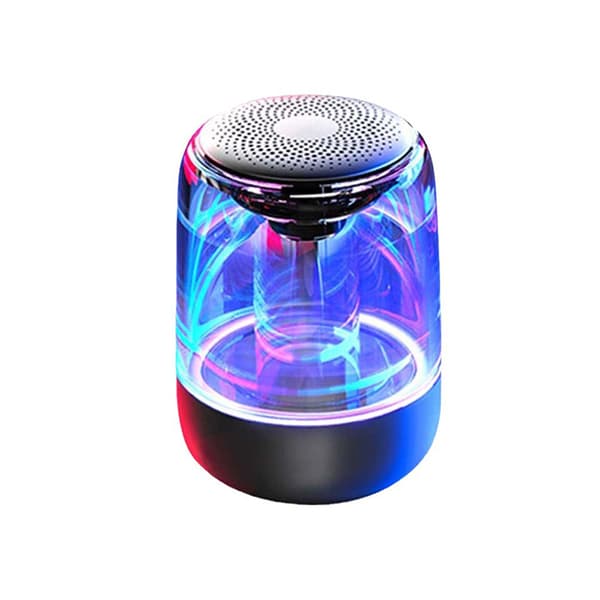 Bærbar Bluetooth 5.3 Højttaler med LED-lys – Transparent Design, Trådløs Lydoplevelse Sort