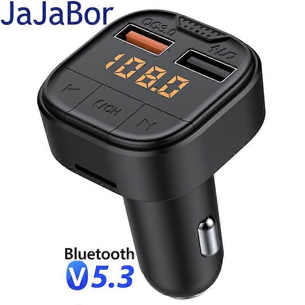 FM-sender Bil MP3-spiller Siri Stemmeassistent QC3.0 Dobbel USB Hurtiglading Billader Bluetooth Håndsfritt Bilstett