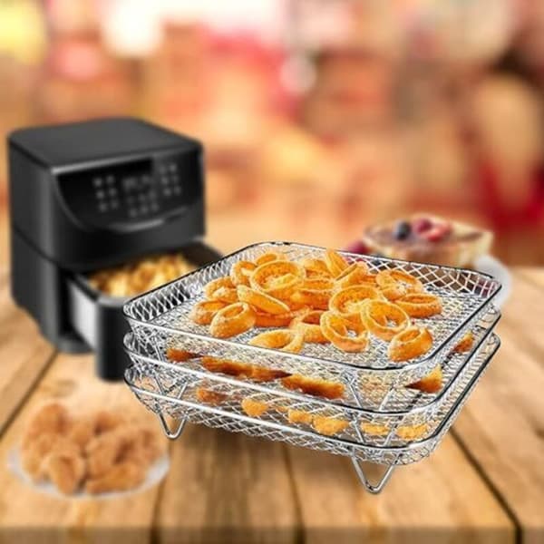 3-delt stabelbart airfryer-stativ, 8,27 kvadrattommer, tårnfriturekurv