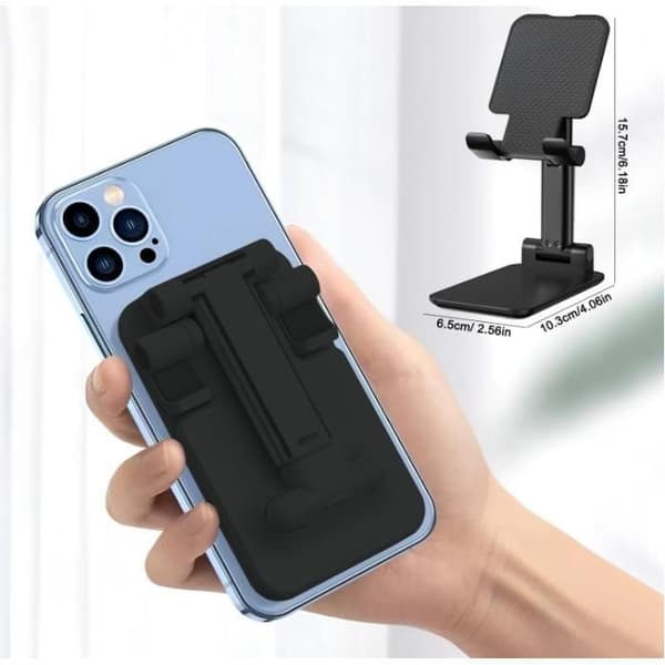 (hvid) Telefon-/tablet-holder - Bærbar - Justerbar - Sort - Silikone + Legering - 160 mm