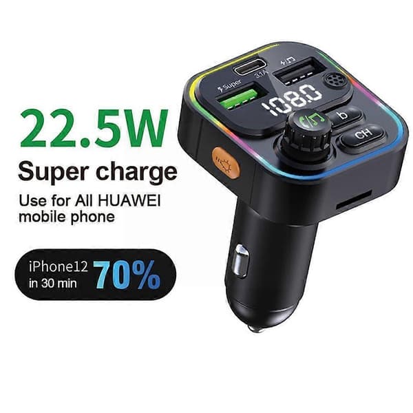 Bil Bluetooth Mp3 Super Hurtig Opladning Multifunktionel Biloplader Højttaler Adapter Bluetooth Bloothooth Sender Fm Afspiller X8S3