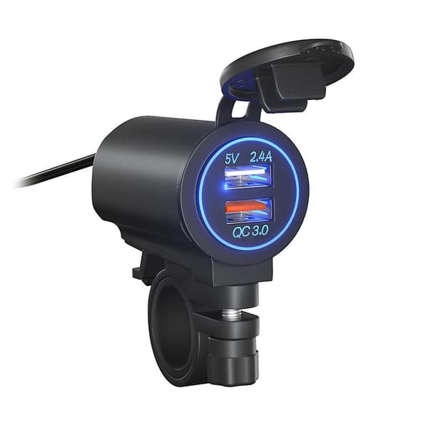 Bærbar USB Tablet-Telefon Billader Voltmeter QC3.0 Ladeadapter Hurtiglading