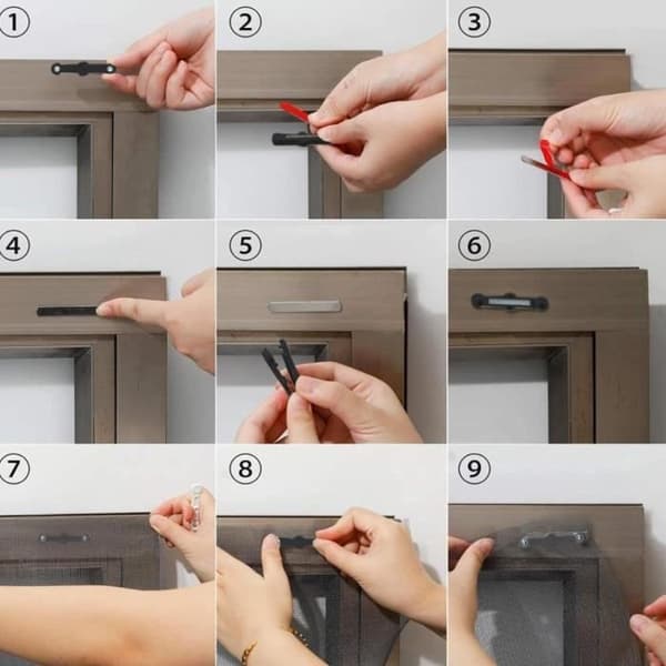 8 Window Magnets - Self-Adhesive - No Drilling - Magnetic Clips - Magnetic Closure - For Mosquito Nets, Black
