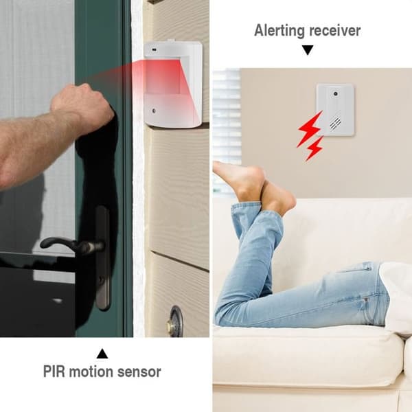 Wireless Doorbell, PIR Motion Detector, Alarm Receiver, Home Alarm System, Wall Mount