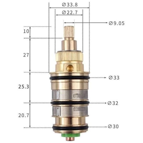 Messing reparationssæt med termostatpatron til brusebatteri