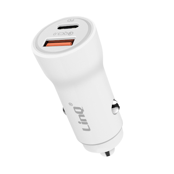 Billader 36W USB C og USB Hurtiglading, Hvit