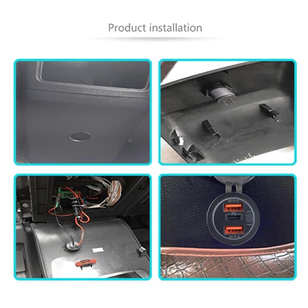USB Billaddare Quick Charge 3.0 PD Typ C 12V-24V Snabb USB Billaddare