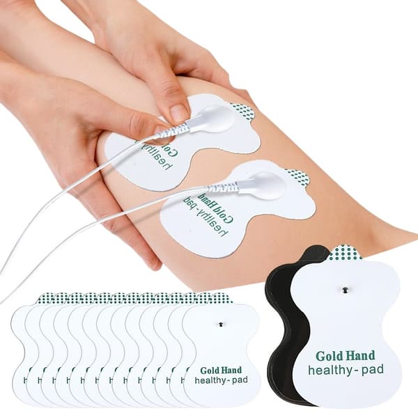Calabash-shaped electrode pads 2 pcs/5 pairs - Snap-on hydrogel replacement pads for muscle stimulation compatible with TENS and EMS devices