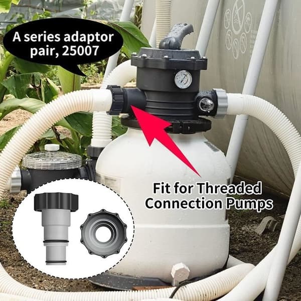 Poolslangeadapter - A - 2-sæt - 32 til 38 mm - Klemme inkluderet - Gevindforbindelse - Overjordiske pools