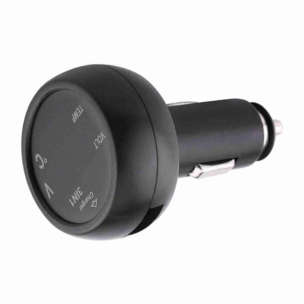 Dubbel LED Digital Display Voltmeter Termometer Cigarettändare USB Billaddare (Blå, Röd)