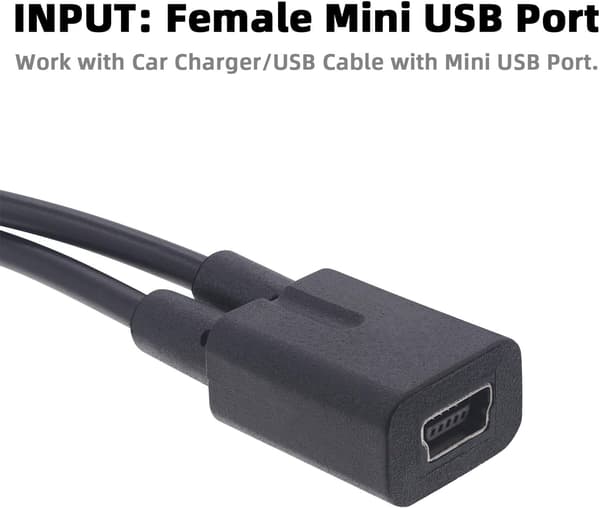 2025 Seneste Model til Garmin USB Split Adapterkabel - Billader Splitter Mini USB Hun til Dobbelt Mini USB Han Port Dash Cam Radar Dete