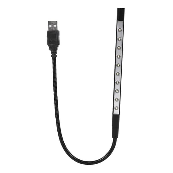 Mini 5V Fleksibel USB LED-læselampe til bærbar computer, tastatur, sort