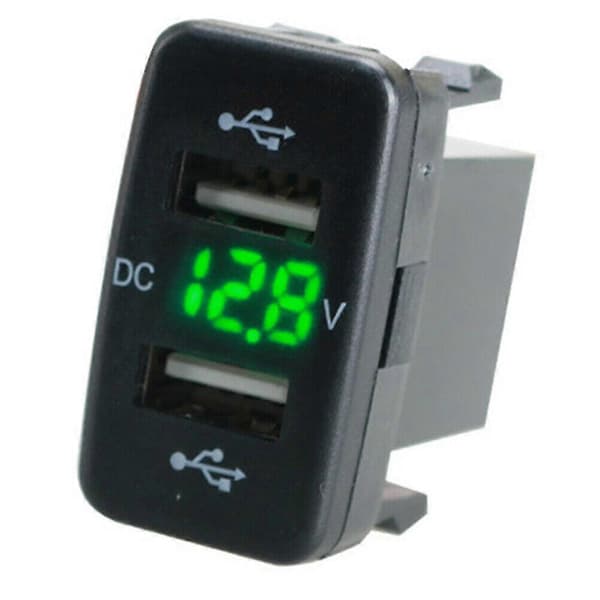 Bilopladerstik Dobbelt USB-port Opladningsvolt Display Adapter Passer til grøn (haoyi