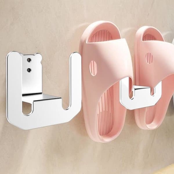 Wall-mounted shoe rack, bathroom shoe rack without drilling, hook for hanging shoes