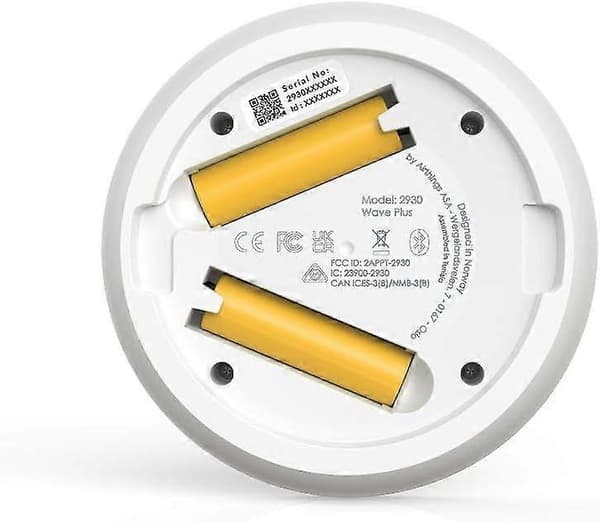 Airthings 2930 Wave Plus – Luftkvalitetsmätare, batteridriven (övervakar CO2, VOC, luftfuktighet, temperatur och lufttryck)