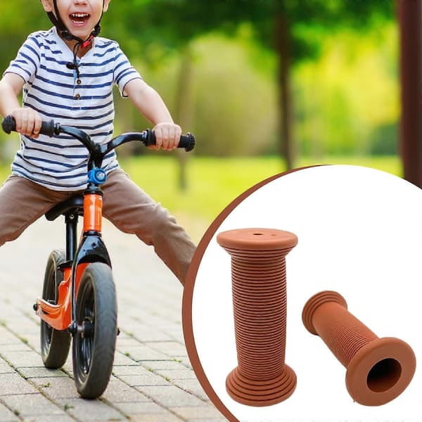 2x Kids Bike Grips Easy to Install Replacement Covers Bicycle Handlebar Grips Brown