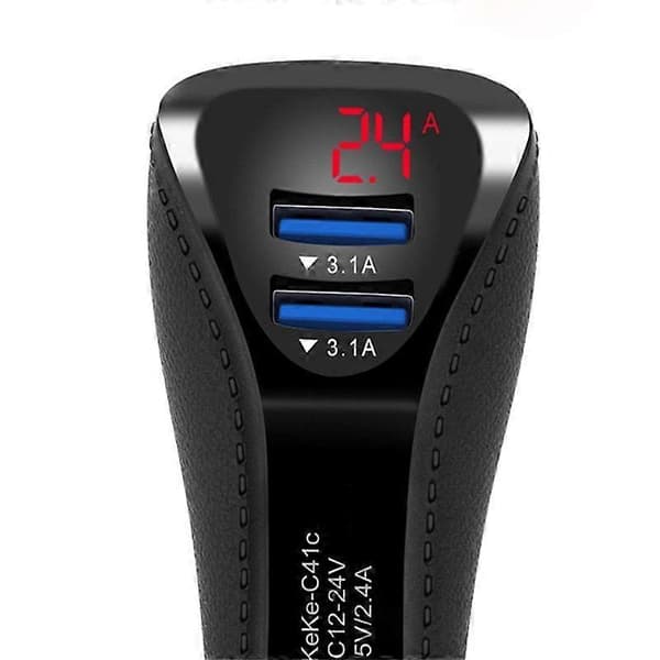 Multifunktionell QC 3.0 Billaddare Digital Dubbel USB-gränssnitt LED-display Spänning